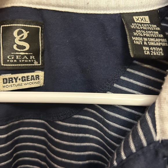 Gear For Sports Navy and White Striped Polo Shirt EUC - Picture 2 of 4